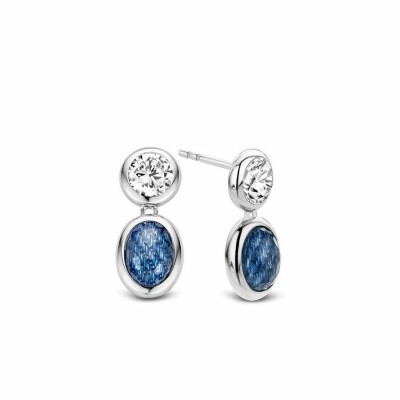 Boucles d'oreilles TI SENTO en argent plaqué au rhodium et cristal