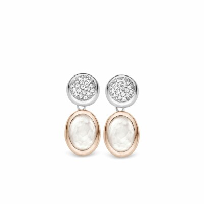 Boucles d'oreilles TI SENTO en argent plaqué or rose et nacre