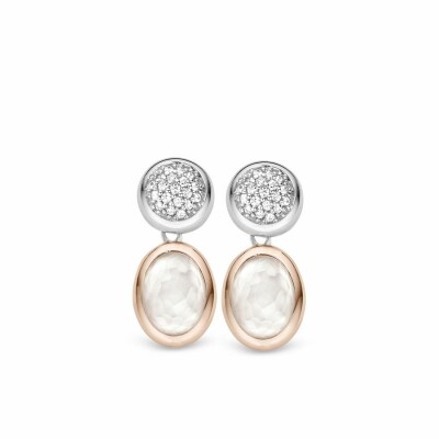 Boucles d'oreilles TI SENTO en argent plaqué or rose et nacre