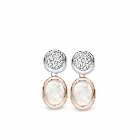 Boucles d'oreilles TI SENTO en argent plaqué or rose et nacre