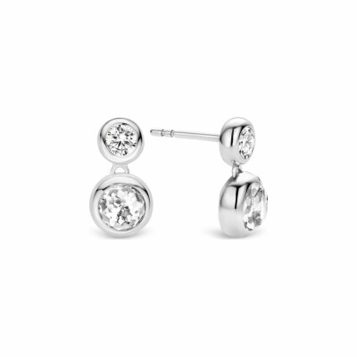 Boucles d'oreilles Ti Sento en argent et oxydes de zirconium, sertis clos