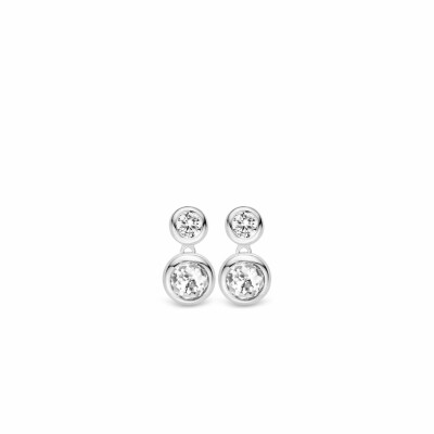 Boucles d'oreilles Ti Sento en argent et oxydes de zirconium, sertis clos