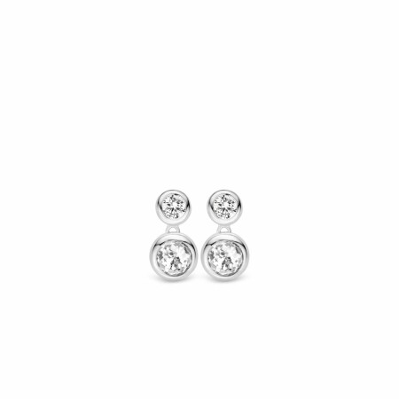 Boucles d'oreilles Ti Sento en argent et oxydes de zirconium, sertis clos