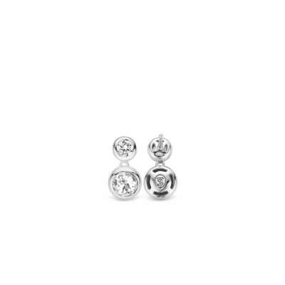 Boucles d'oreilles Ti Sento en argent et oxydes de zirconium, sertis clos