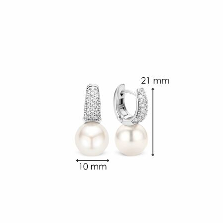 Boucles d'oreilles Ti Sento en argent rhodié et perles Swarovski