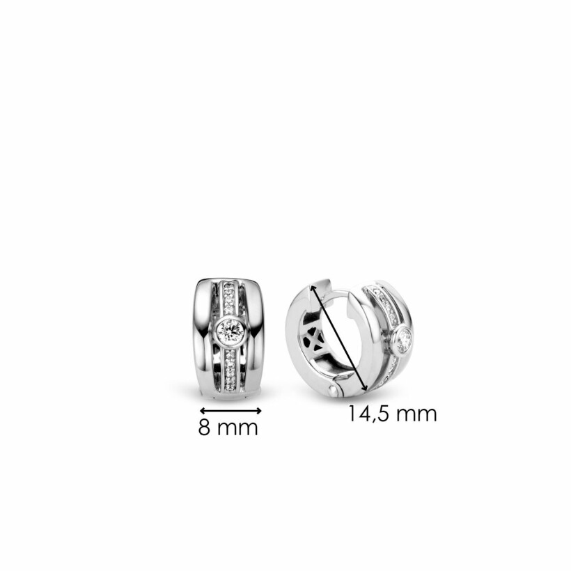 Boucles d'oreilles Ti Sento en argent rhodié, 3 rangs