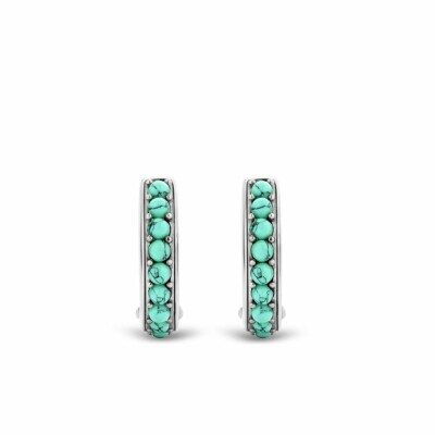 Boucles d'oreilles Ti Sento en argent et pierres veinées turquoises