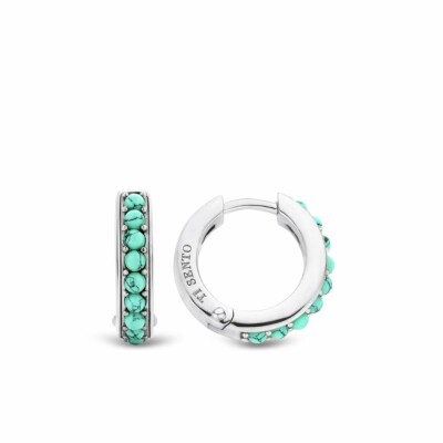 Boucles d'oreilles Ti Sento en argent et pierres veinées turquoises