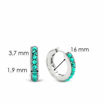 Boucles d'oreilles Ti Sento en argent et pierres veinées turquoises