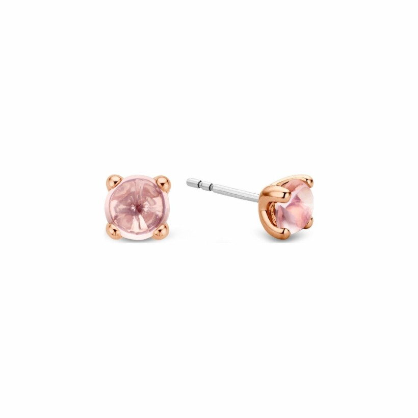 Boucles d'oreilles Ti Sento en argent doré rose et pierre synthétique rose