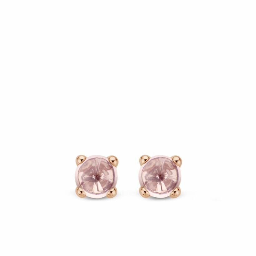 Boucles d'oreilles Ti Sento en argent doré rose et pierre synthétique rose