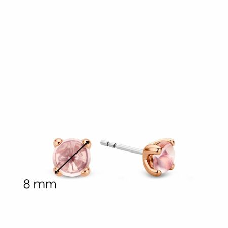 Boucles d'oreilles Ti Sento en argent doré rose et pierre synthétique rose