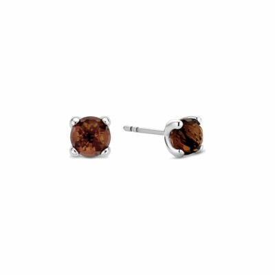 Boucles d'oreilles puces Ti Sento en argent et pierres synthétiques marrons
