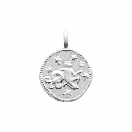 Médaille du zodiaque "Verseau" en argent rhodié