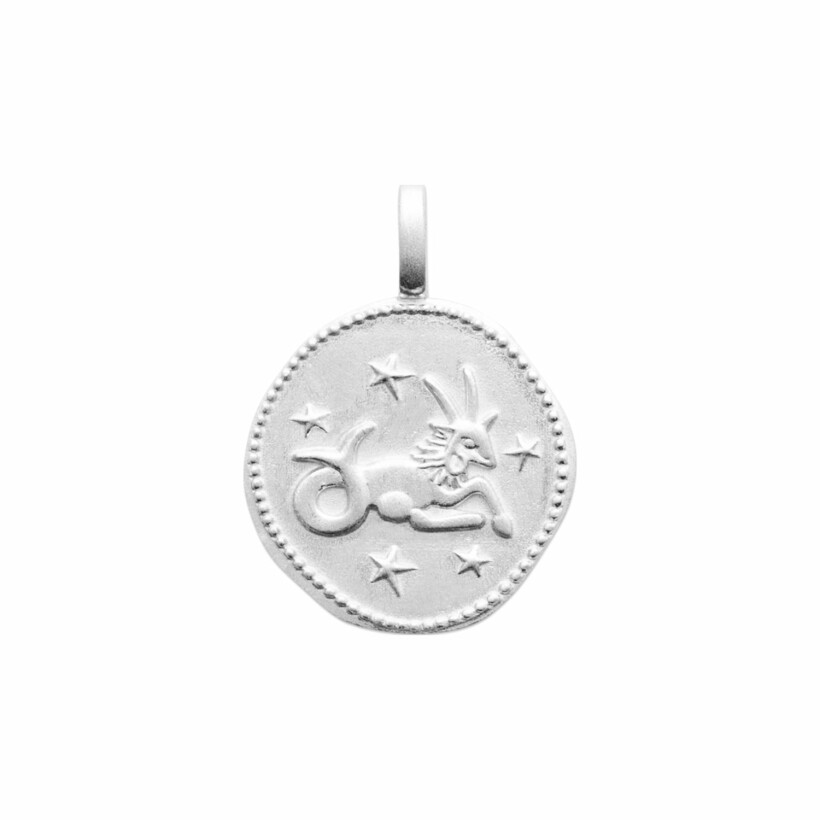 Médaille du zodiaque "Capricorne" en argent rhodié