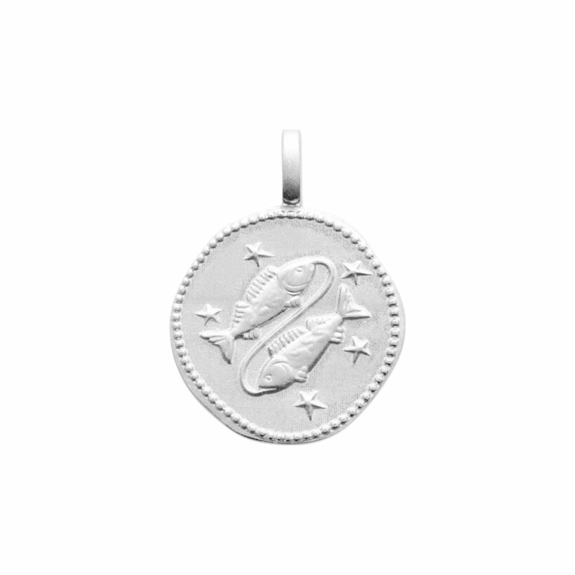 Médaille du zodiaque " Poisson" en argent rhodié