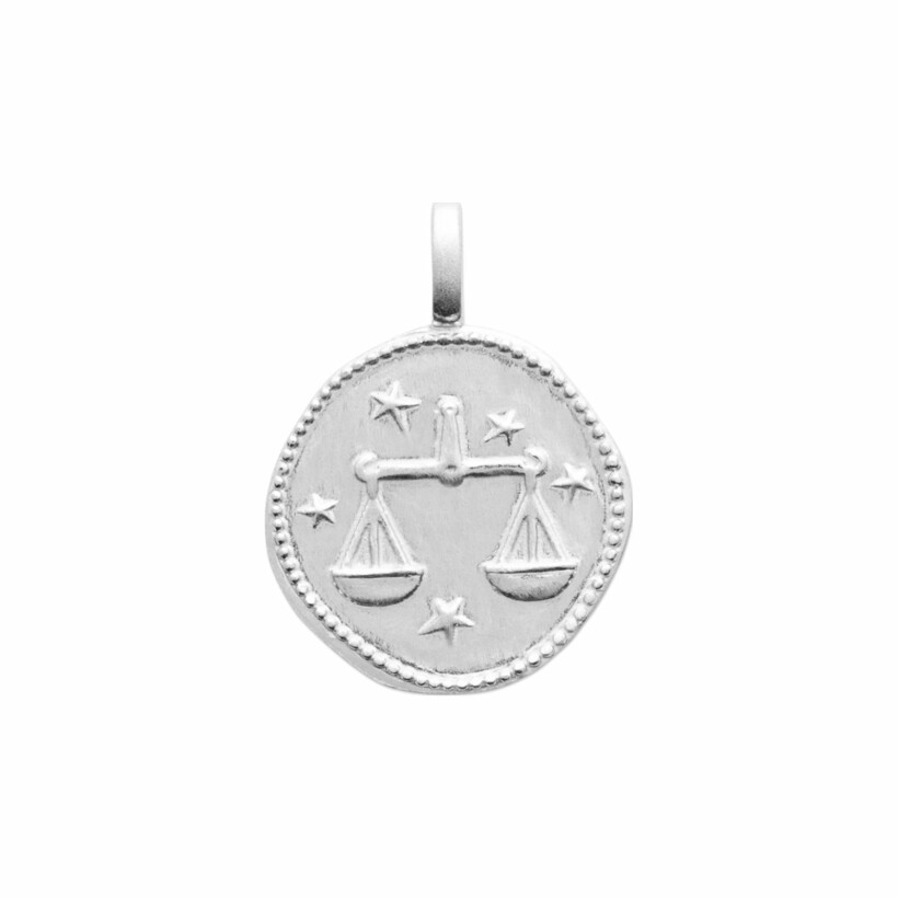 Médaille du zodiaque "Balance" en argent rhodié