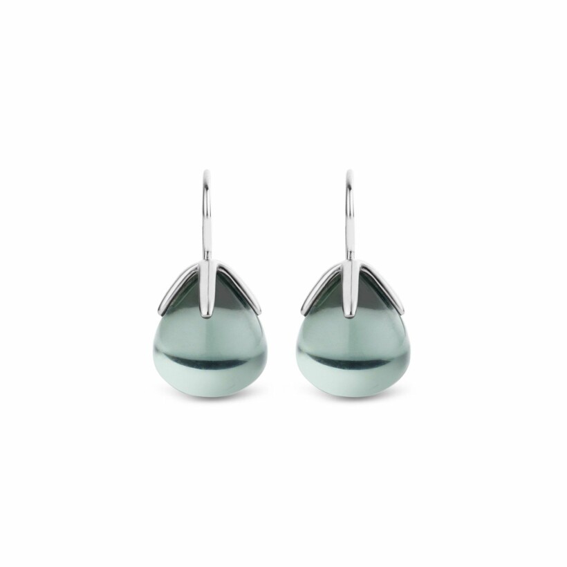 Boucles d'oreilles Ti Sento en argent et pierre synthétique gris vert