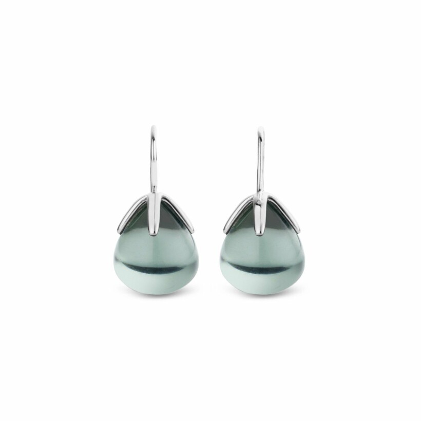 Boucles d'oreilles Ti Sento en argent et pierre synthétique gris vert