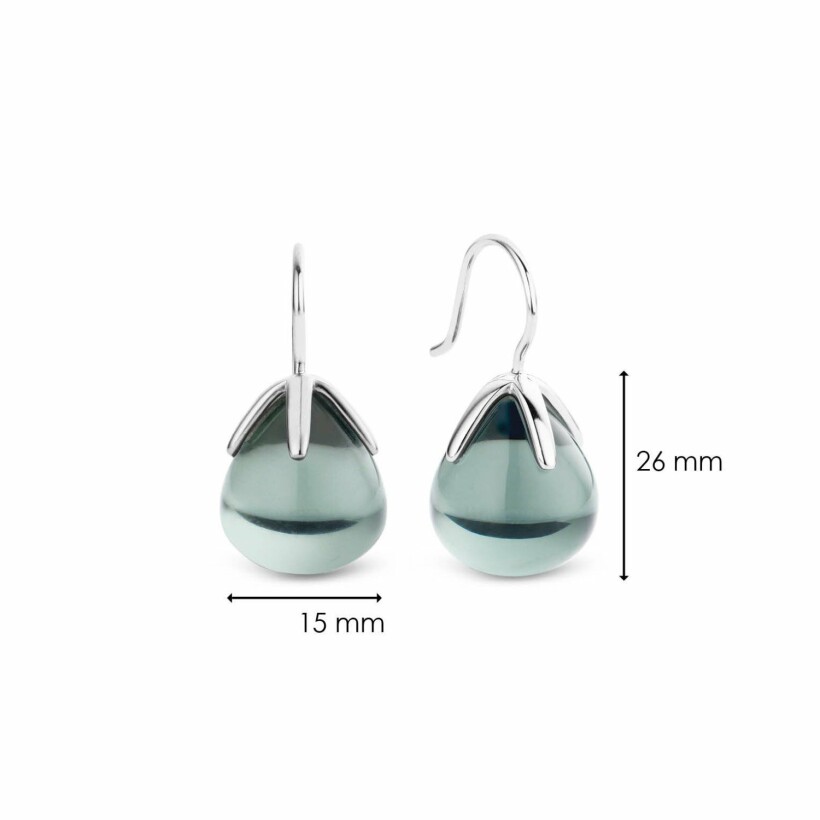 Boucles d'oreilles Ti Sento en argent et pierre synthétique gris vert