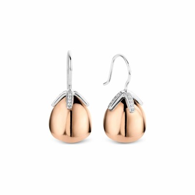 Boucles d'oreilles Ti Sento en argent et pierre synthétique dorée rose