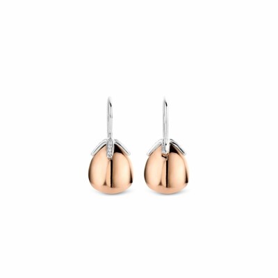 Boucles d'oreilles Ti Sento en argent et pierre synthétique dorée rose