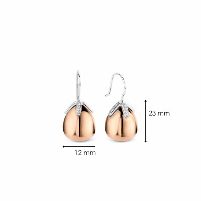 Boucles d'oreilles Ti Sento en argent et pierre synthétique dorée rose