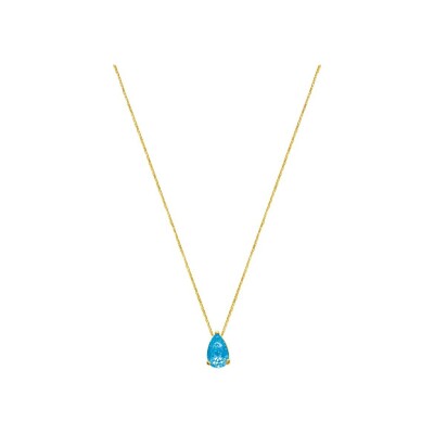 Collier en or jaune et topaze bleue