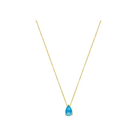 Collier en or jaune et topaze bleue