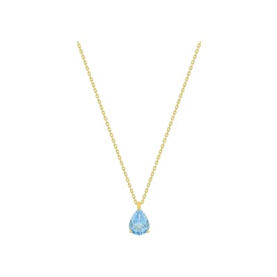 Collier en or jaune et topaze bleue