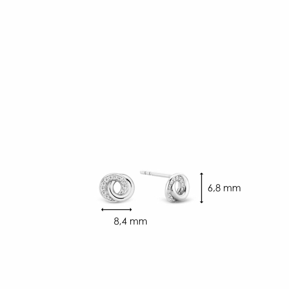 Boucles d'oreilles puces Ti Sento en argent, anneaux entrelacés