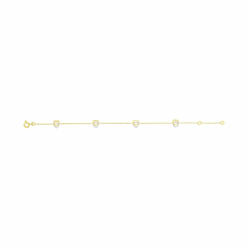 Bracelet en or jaune, or blanc, 18cm