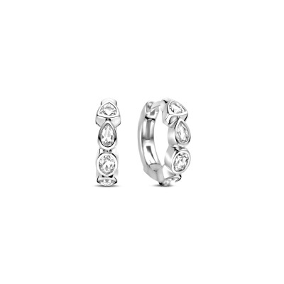 Boucles d'oreilles Ti Sento en argent plaqué platine et oxyde de zirconium
