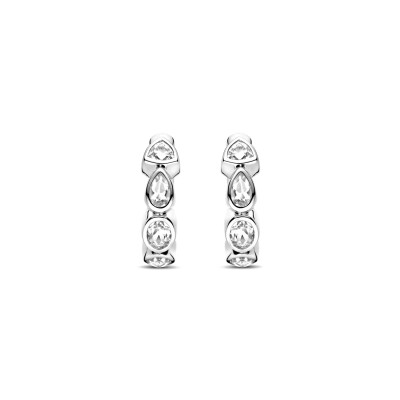 Boucles d'oreilles Ti Sento en argent plaqué platine et oxyde de zirconium