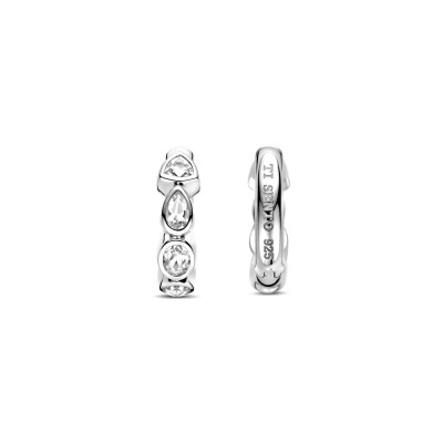 Boucles d'oreilles Ti Sento en argent plaqué platine et oxyde de zirconium