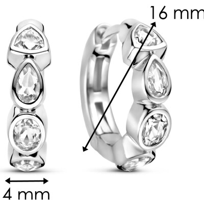 Boucles d'oreilles Ti Sento en argent plaqué platine et oxyde de zirconium