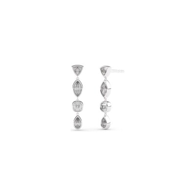 Boucles d'oreilles Ti Sento en argent plaqué platine et oxyde de zirconium