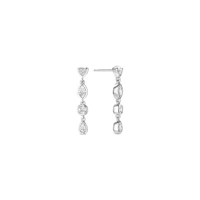 Boucles d'oreilles Ti Sento en argent plaqué platine et oxyde de zirconium