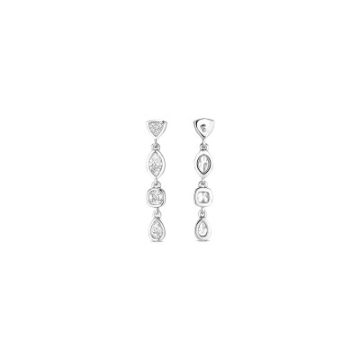 Boucles d'oreilles Ti Sento en argent plaqué platine et oxyde de zirconium