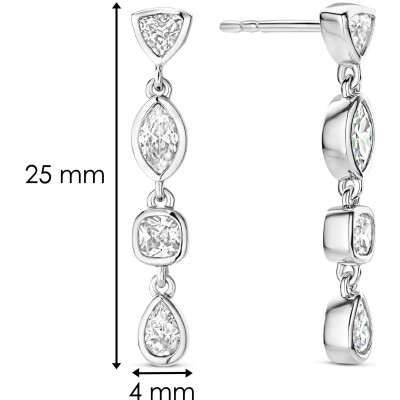 Boucles d'oreilles Ti Sento en argent plaqué platine et oxyde de zirconium