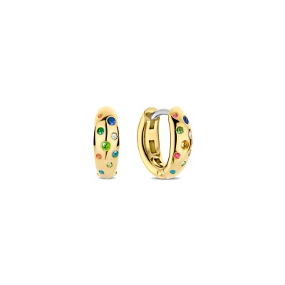 Boucles d'oreilles Ti Sento en argent doré et pierres de couleurs