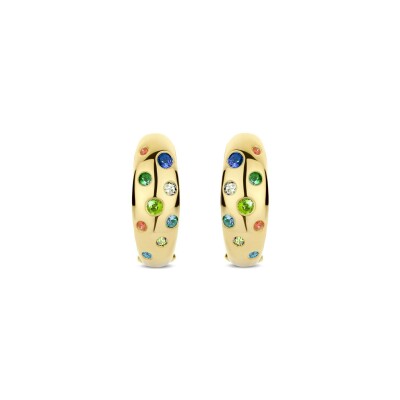 Boucles d'oreilles Ti Sento en argent doré et pierres de couleurs