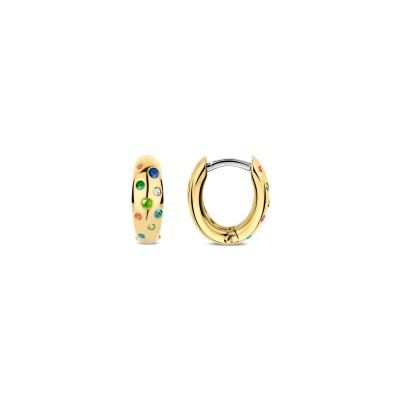 Boucles d'oreilles Ti Sento en argent doré et pierres de couleurs