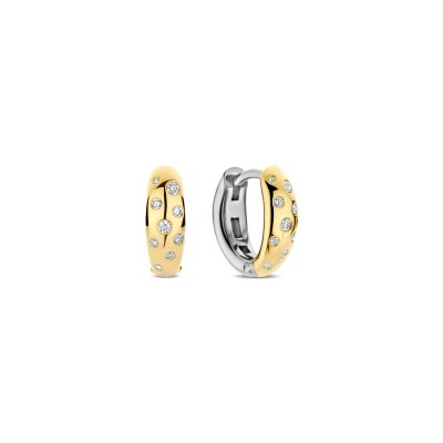 Boucles d'oreilles Ti Sento en argent doré et oxyde de zirconium