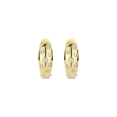 Boucles d'oreilles Ti Sento en argent doré et oxyde de zirconium
