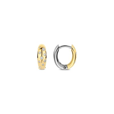 Boucles d'oreilles Ti Sento en argent doré et oxyde de zirconium