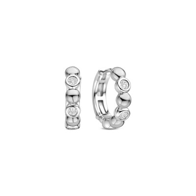 Boucles d'oreilles Ti Sento en argent plaqué platine et oxyde de zirconium