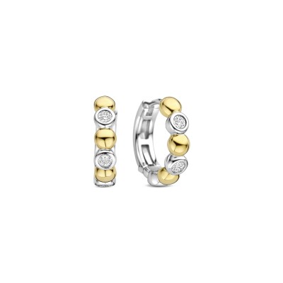 Boucles d'oreilles Ti Sento en argent doré et oxyde de zirconium