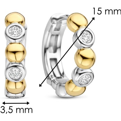 Boucles d'oreilles Ti Sento en argent doré et oxyde de zirconium