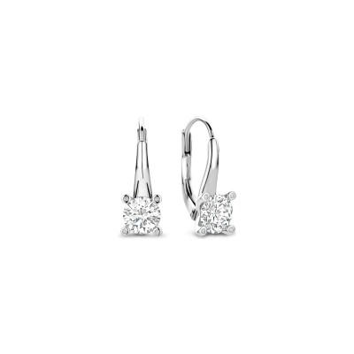 Boucles d'oreilles Ti Sento en argent plaqué platine et oxyde de zirconium